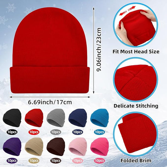 200 Pcs Emergency Blanket Beanie Hat Bulk Homeless Package Care Supplies Survival Kit for Cold Weather Outdoor Camping Hiking (Bright)