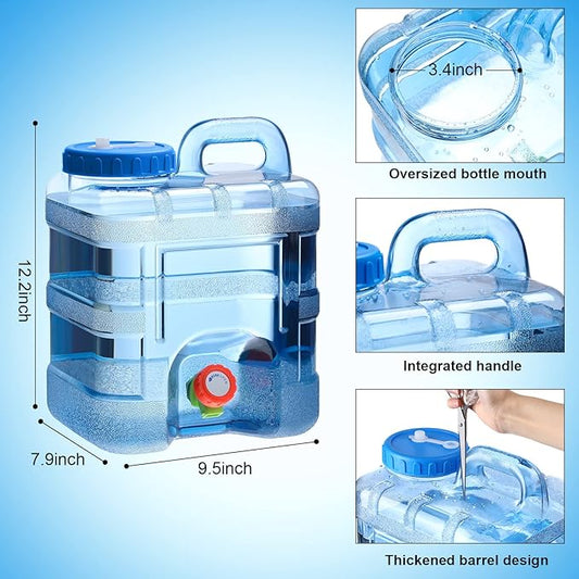 2 Pcs 2.6 Gallon Camping Water Container Storage Portable Camping Water Tank Jug with Spigot Faucet No Leakage Thick Liquid Dispenser Carrier for Emergency Outdoor Hiking Picnic Vehicle