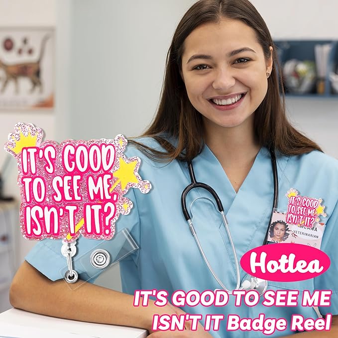 It's Good to See Me Badge Reel Nursing Badge Holders Retractable Badge Clip RN LN CNA Mental Health Nurse Badge Accessories for Work