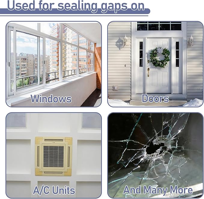 Window Sealing Tape,4 PCS 2in*33Ft Weather Sealing Tape, Preventing Air Flow from Entering Through Window Gaps, Avoiding The Loss of Cold Air in Summer and The Entry of Cold Air in Winter
