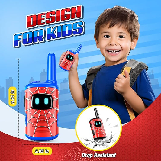 Walkie Talkies for Kids Boys Rechargeable: 2 Pack Kids Walkie Talkies Outdoor Toys for 3 4 5 6 7 8 Year Old Boy Christmas Birthday Gifts Stocking Stuffers for Grandkids Age 3-8 Year Old Hiking Camping