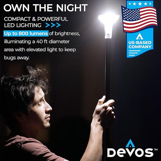 Devos Outdoor LightRanger 800 Lumen Lantern - Rechargeable Telescoping LED Lantern, 8 Feet Tall, 30-Hour Runtime, Illuminates 40-Foot Area, Adjustable Height