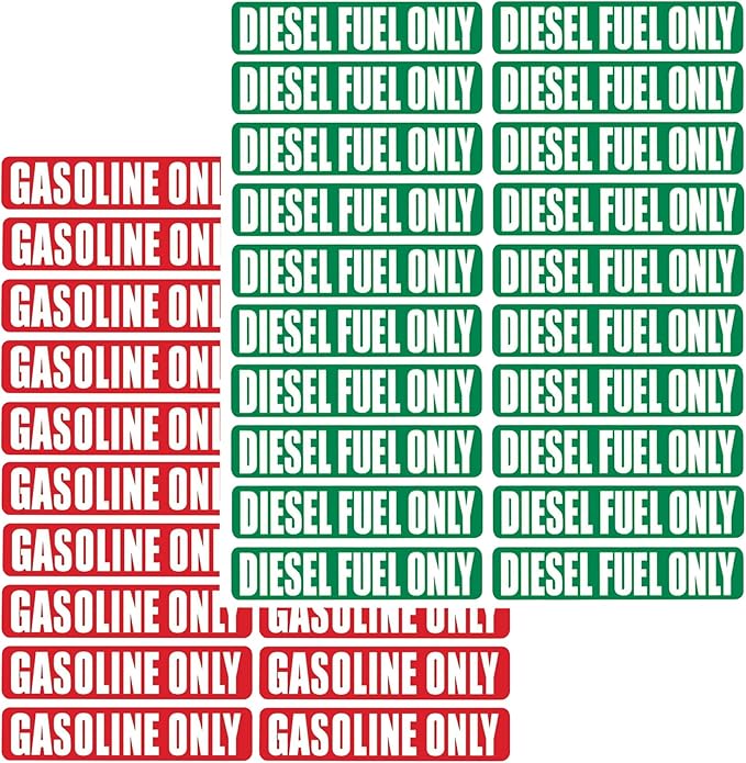 40 Pcs Diesel Fuel & Gasoline Only Stickers for Oil Tank Can Truck Tractor Gas Cap Weatherproof Adhesive Decals