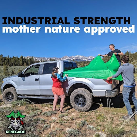 RENEGADE Industrial Tarp 10x8 ft Green – Heavy Duty, Waterproof, UV-Resistant, PFAS-Free – All-Purpose Tarpaulin for Construction, Outdoor Projects, Camping & Equipment