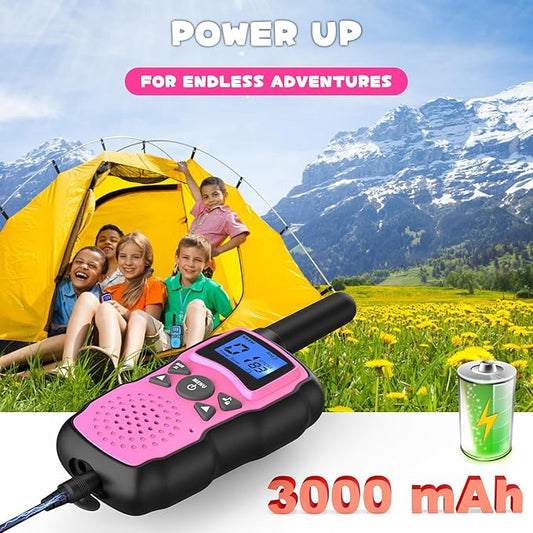 Wishouse Walkie Talkies for Kids Adult Long Range Rechargeable 3 Pack,Girl Wearable Walky Talky Set 2 Way Radio with USB Charger Battery,Camping Games Toy Birthday Xmas Gift for Boy Children Family