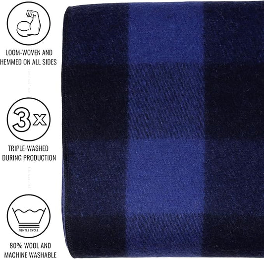 Arcturus Military Wool Blanket - Warm, Thick, Washable - Great for Outdoors, Camping, Stadium Blanket, Picnics, Travel - Car & Bushcraft Survival Kits