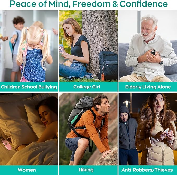 140dB Personal Safety Alarm for Women, 3 Pack Safe Alarm Protection Keychain with Strobe Light & Low Battery Notice, Security Siren Self Defense for Seniors College Girls, White+Green+Orange
