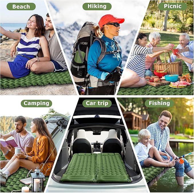 Sleeping Pad, Extra Thick & Ultralight Inflatable Sleeping Pad with Pillow, 30s Foot Pump, 3.54” Camping Mat for Comfort, Durable for Camping, Hiking, Backpacking
