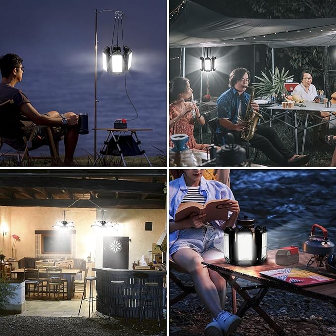 LIVOWALNY LED Work Light Compatible with Milwaukee 18V Battery, 68W 6800LM LED Garage Flood Lights with 6+1 Deformable Panels, Battery Powered Pendant Ceiling Light for Shed Workshop Garage Home