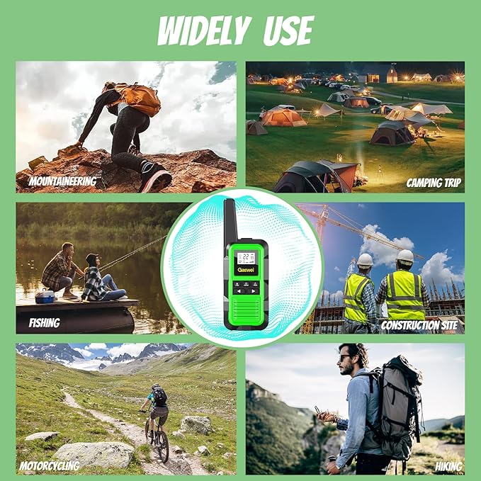 G2pro Walkie Talkies Long Range for Adults, Waterproof, Shock Resistant & Rechargeable Two-Way Radio with VOX 2 Pack(Green)