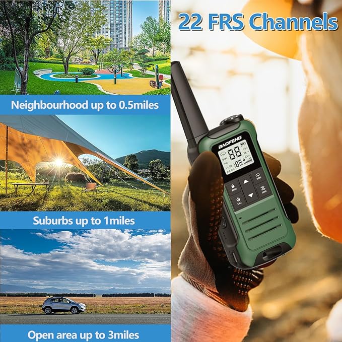 BAOFENG Walkie Talkies Long Range for Adult, 4Pack Rechargeable Walkie Talkie FRS Two Way Radio 1400mAh Li-ion Battery ,USB-C Cable, NOAA with Flashlight for Camping Family