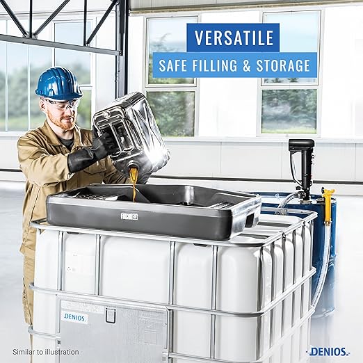 DENIOS® IBC Tote Funnel - 49.5"x42"x5" | Extra Large Funnel | Wide Mouth for IBC Totes | Perfect for Fast, Spill-Free Liquid Transfer | Heavy-Duty Large | Black | Tote not Included