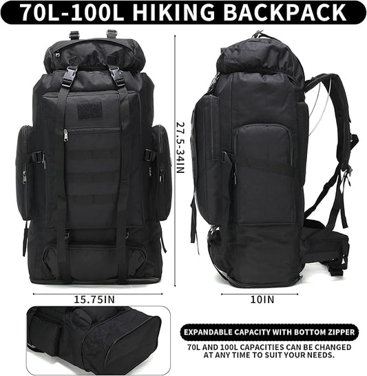 Hiking Backpack for Men 70L/100L Camping Backpack Military Rucksack Molle 3 Days Assault Pack for Climbing