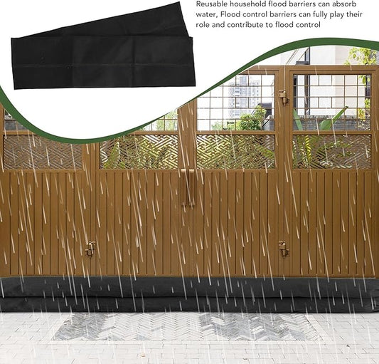 2PCS 5ft Water Activated Flood Barriers, Sandless Sandbag Absorbent Flood Barriers Flooding Sand Tube Bags for Garage and Home Doors