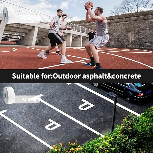 Reflective Pavement Marking Tape Slip-Resistant and Durable, Heavy-Duty Rubber Base for Outdoor Applications, Perfect for Driveways, Walkways, and Parking Areas (White, 2 Inch X 36 Feet)
