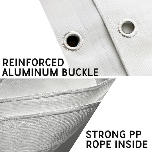 STARPYNG-12 Mil White 12x16 Feet Tarp-Heavy Duty Poly Tarp-Cover,Waterproof, UV Resistant, Weather Resistant, Cover Cars, Boats, Courtyards,Camping