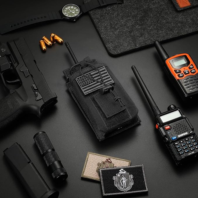 Tactical Radio Holder - Molle Radio Pouch Universal Case for Police Firefighter Two Ways Walkie Talkies Vest (Black)