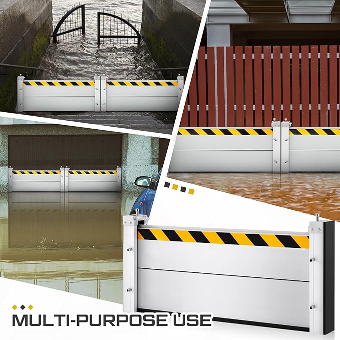 Nuanchu Reusable Aluminum Flood Protection Barrier 15.7 x 39.3 Inches Heavy Duty Flood Barriers for Doors Removable Blocker Detachable Garage Water for Garage Basement Outside Subways Roads Diversions