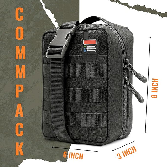 Ham Radio Go Bag with Tear-Away Hook and Loop Back - Molle Compatible, Multi-Pocket Design for Radios, Cables, and Gear - Great for Radio Bugout Bag and Survival Kit