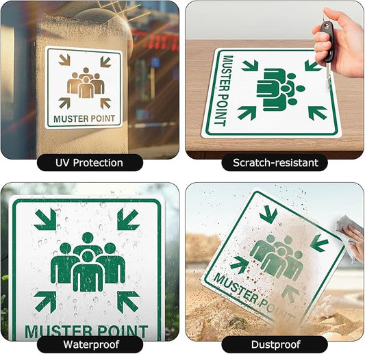 Muster Point Sign with Pre-Drilled Holes 18 × 18 Inches Heavy-Duty Aluminum Reflective Waterproof Signage for Warehouse School Hospital