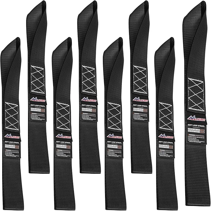 Nilight Soft Loop 1.7”×17" Motorcycle Tie Down Straps Heavy Duty 12000Lbs Max Break Strength for Securing ATV UTV Kayak Moving Cargo (8PK-Black)