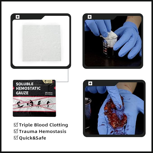 RHINO RESCUE Soluble Hemostatic Gauze Dressing 4"*35"(3ft) for Quick Clotting, Stop Bleeding Gauze for Combat, Trauma, IFAK Refill, Wound Kit, 2 Count