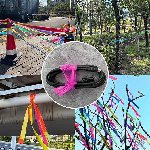 6 Pack Pink and Purple Flagging Tape, Light Violet Non-Adhesive Plastic Ribbon Neon Marking Roll, 1"*600ft, Marking Tape for Tree Marking, Hunting, Boundaries and Hazardous Areas,Trail Marking