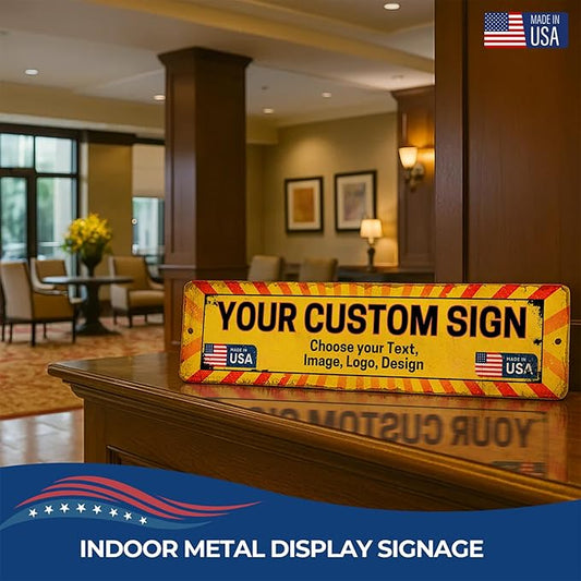 Custom Arrow Metal Sign by DC | Directional Signs for Indoor & Outdoor Use | Personalized Rust-Free Metal Yard Display | Customized Weatherproof Road Arrow Marker | Multiple sizes | Made in USA