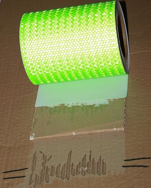 Green Reflective Tape Outdoor Waterproof 6 inch, High Visibility Hazard Conspicuity Safety Industrial Marking Tape (66 feet)