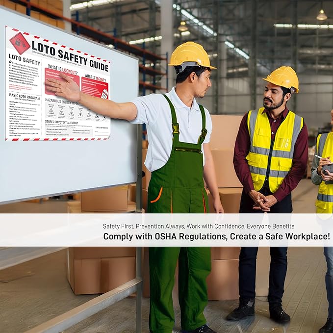 LOTO Safety Guide Poster – Lockout Tagout OSHA Hazardous Energy Control Chart for Workplace Safety, LOTO Training, Maintenance & Industrial Compliance