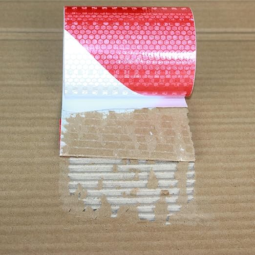 Reflective Tape Red and White 4 inch X 10 feet, Outdoor Waterproof Hazard Conspicuity Warning Industrial Marking Tape
