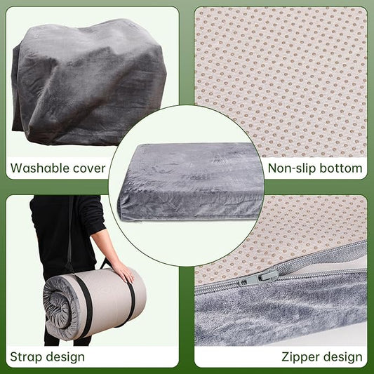 Memory Foam Camping Mattress pad,3 Inch Thick Floor Sleeping Mat Pad for Adults with Waterproof and Non-Slip Bottom, Portable Roll Up Mattress for Sleepover Guest