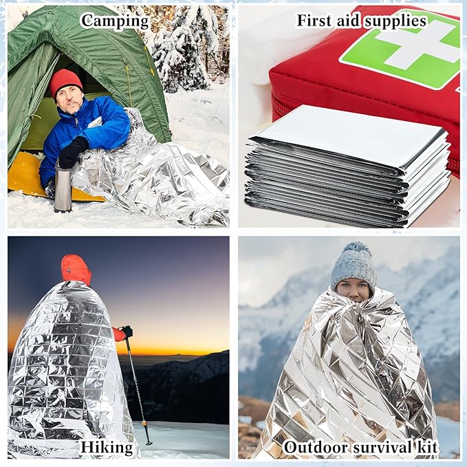 180 Pcs Homeless Care Package Supplies Bulk Winter Emergency Thermal Blankets Warm Socks Touchscreen Gloves Space Blanket Survival for Cold Weather Outdoor for Men Women(Classic Colors)