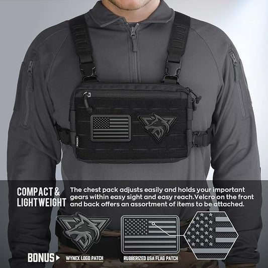 WYNEX Tactical Chest Rig Pack for Men, Running Chest Bag with Front Loop Recon Chest Rigs for Hunting Outdoor EDC
