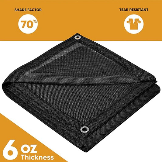 UV Resistant Black Mesh Tarps 14' x 20' - Rip & Tear Proof Resistant Polyethylene Mesh for Plant Garden, Greenhouse House Patio, Car, Truck, Boat or RV, 70% Sunblock Shade