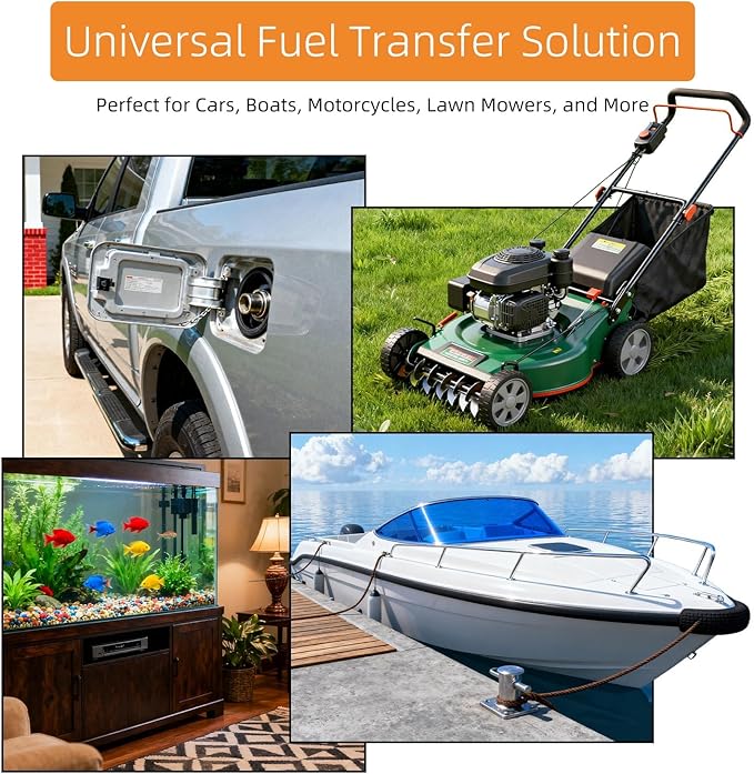 Fuel Transfer Pump, 14mm 1/2" Portable Hand Pump with Primer Bulb for Gasoline, Diesel, Oil, and Water – Manual Fuel Line Pump for Boat, Car, Motorcycle Use