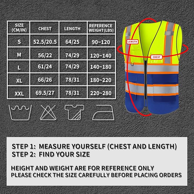 BeautyWill 10 Pack Custom Logo Safety Vest ANSI Class 2 High Visibility Reflective Vest Personalized Construction Vest Bulk