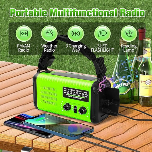 Emergency NOAA Weather Radio AM/FM, with Portable Solar/Hand Crank/USB Charging, 20000mAh/74000mWh Rechargeable Battery and Flashlight SOS Siren Lamp for Indoor/Outdoor Emergencies