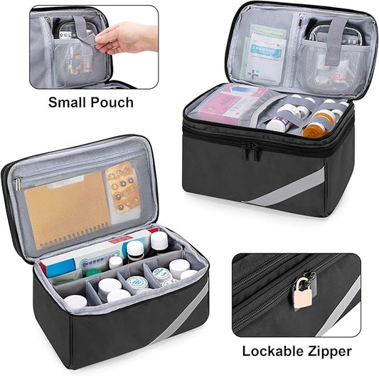 Trunab Medicine Storage and Organizer Bag Empty, Pill Bottle Organizer with Portable Small Pouch, Home First Aid Box for Emergency Medication, Supplements or Medical Kits (Bag Only)(Patent Design)