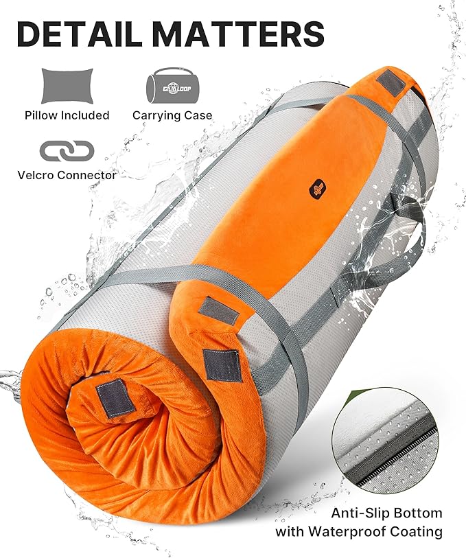 4 INCH Extra Thick Memory Foam Camping Mattress, 30D Foam Camp Pad for Car Tent Cot, Roll Up Mattress for Guests Sleepovers RV Truck Camper