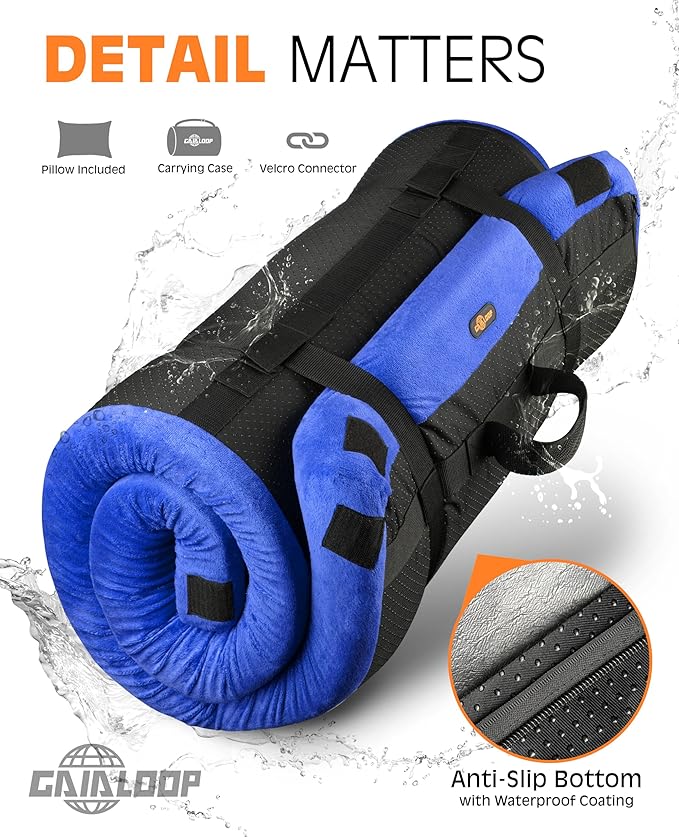 3 Inch Memory Foam Camping Mattress, Dual Layer Thick Sleeping Camp Pad for Car Tent Cot, Roll-Up Portable Glamping Floor Bed for Guests Sleepover