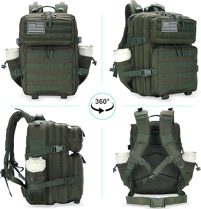 25L Military Tactical Backpack Small Assault Pack Molle Daypack for Men and Women for Work Travel Gym Outdoor Hiking Camping (Army Green)