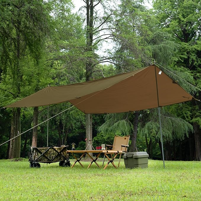 FREE SOLDIER Camping Tarp Waterproof Portable Multifunctional Outdoor Traveling Awning Backpacking Shelter Rain Tarp (Olive-Green 10×10.5ft)