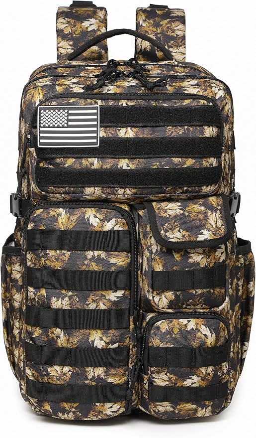 Wotony Tactical Backpack - Military waterproof backpack with multiple pockets and tactical gear for the outdoors (Yellow Maple Leaf, 35L)