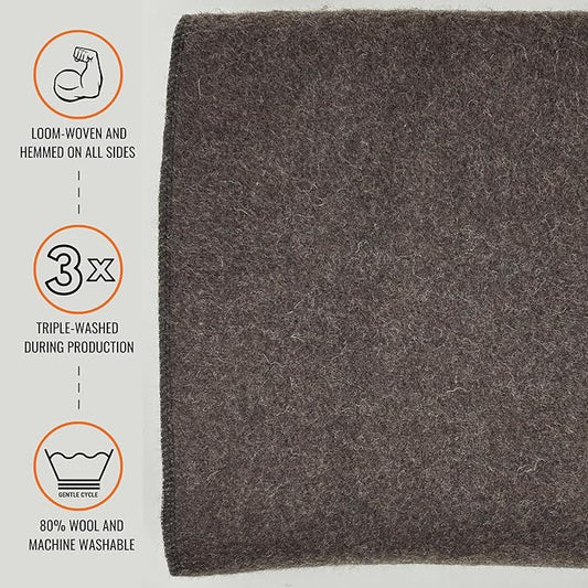 Arcturus Military Wool Blanket - Warm, Thick, Washable - Great for Outdoors, Camping, Stadium Blanket, Picnics, Travel - Car & Bushcraft Survival Kits
