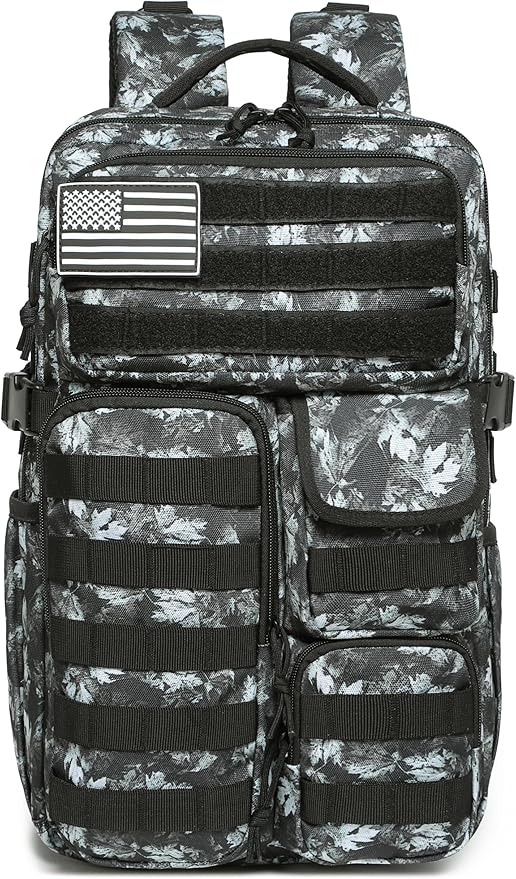 Wotony Tactical Backpack - Military waterproof backpack with multiple pockets and tactical gear for the outdoors (Gray Maple Leaf, 25L)