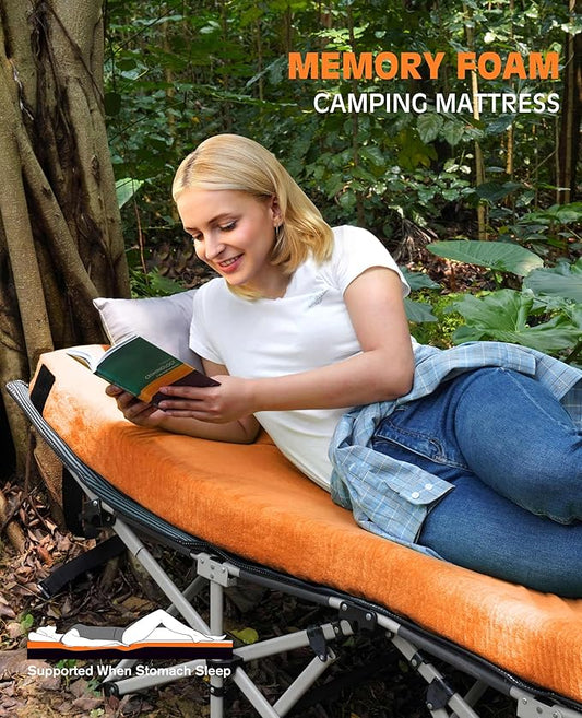 4 INCH Extra Thick Memory Foam Camping Mattress, 30D Foam Camp Pad for Car Tent Cot, Roll Up Mattress for Guests Sleepovers RV Truck Camper