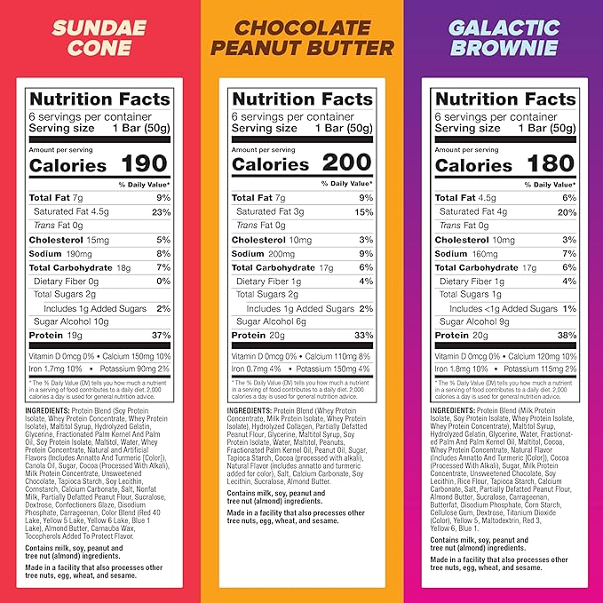 Pure Protein New Variety Pack Protein Bars – 20g Protein, 3g Sugar, 190 Calories (18 count) Low Sugar* High Protein Snack - Gluten Free - Perfect for a Healthy Snack