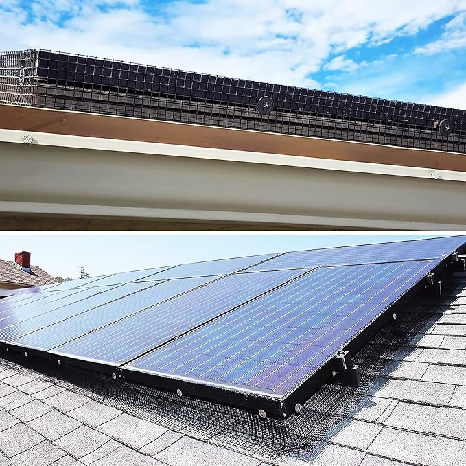 PROLEE 6 Inch X 100FT Solar Panel Bird Guard, Anti-Rust Critter Guard with 100 Fastener Clips Rooftop Solar Panel Bird Wire Screen, Removable Without Damage(6 Inch x 100 Feet)
