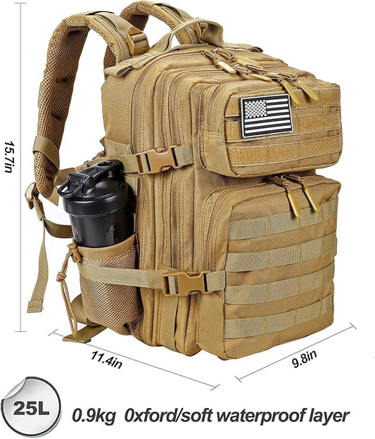 LHI Tactical Military Backpack for Men and Women 25L/35L Army Assault Pack Bag Small Rucksack with Bottle Holder